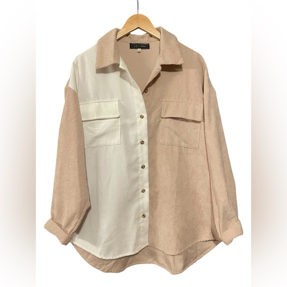 Two-Tone Corduroy Shacket - Picture 2 of 3